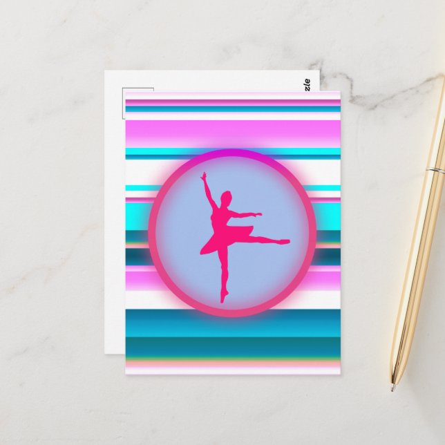 Girls Ballerina Tanz Postkarte (Vorderseite/Rückseite Beispiel)