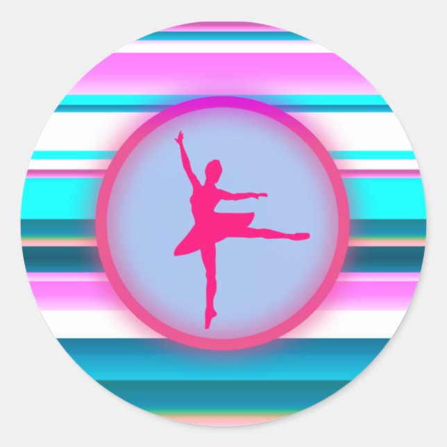 Girls Ballerina Tanz Runder Aufkleber (Vorderseite)
