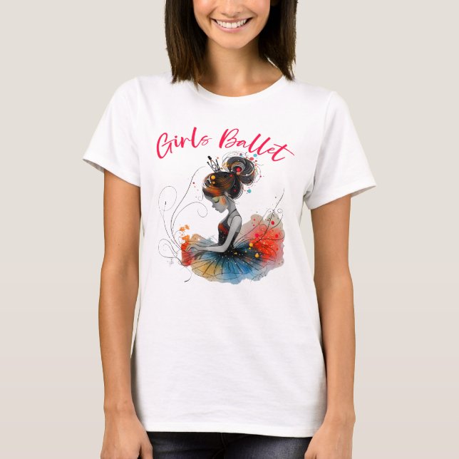 Girls Ballet Dancer, Niedlich Ballerina T-Shirt (Vorderseite)
