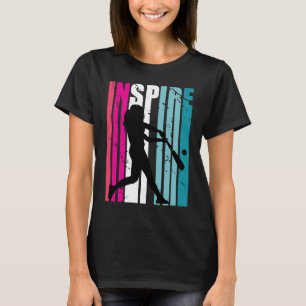 Girls Baseball Inspirier Coach Softball Retro blau T-Shirt