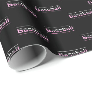 Girls Baseball - rosa geometrische Typografie Geschenkpapier