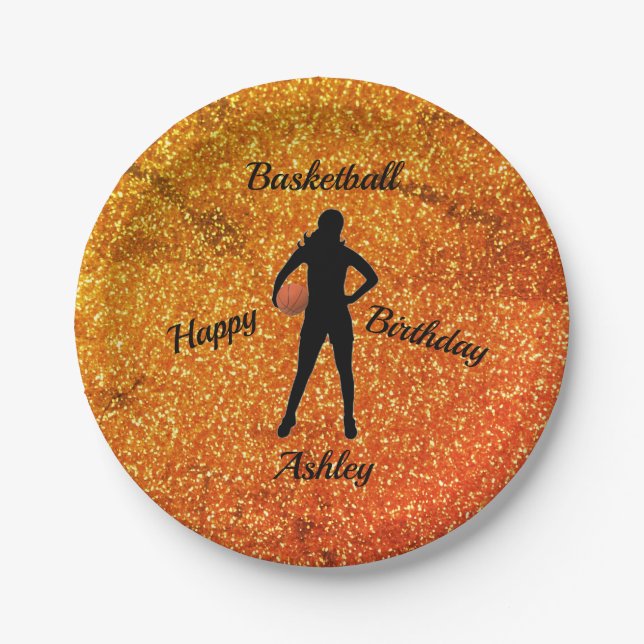 Girls Basketball Birthday Sparkle Paper Teller (Vorderseite)