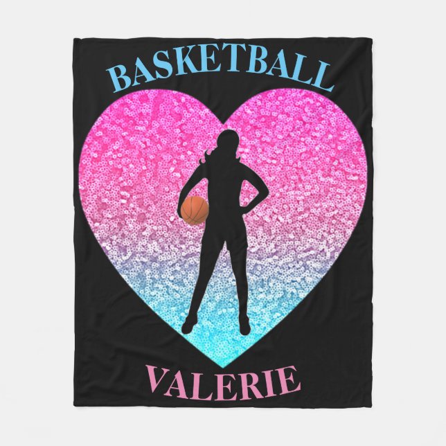 Girls Basketball Fleece Blanket (Vorderseite)