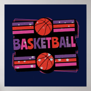 Girls Basketball Geometrische künstlerische Typogr Poster