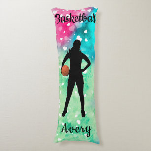 Girls Basketball Wasserfarbe mit schwimmenden Herz Seitenschläferkissen