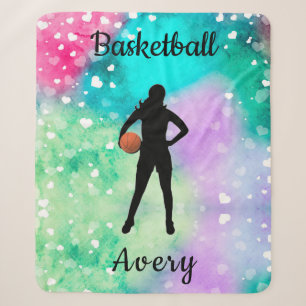 Girls Basketball Wasserfarbe mit schwimmenden Herz Sherpadecke