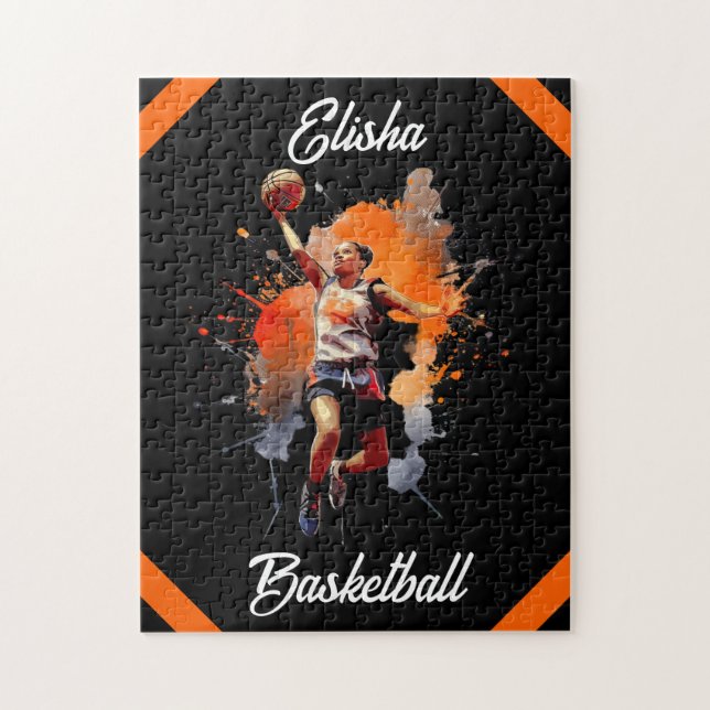 Girls Basketball Wasserfarbe Personalisiert (Vertikal)