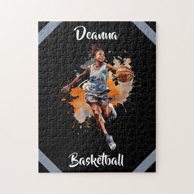 Girls Basketball Wasserfarbe Personalisiert (Vertikal)