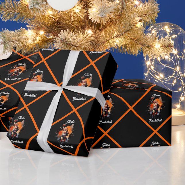 Girls Basketball Wasserfarbe Personalisiert Geschenkpapier (Feiertage)