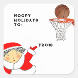Girls Basketball Weihnachtsmarken Quadratischer Aufkleber