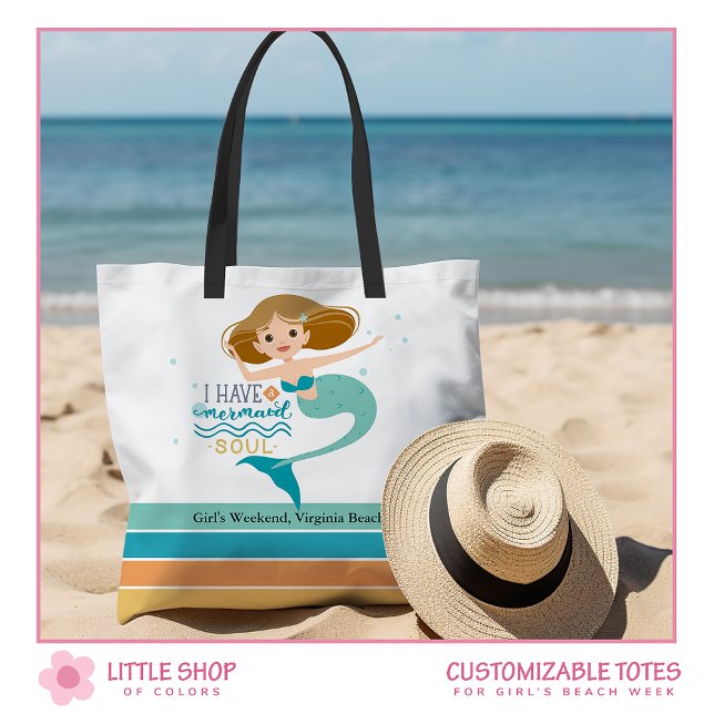 Girls Beach Weekend Mermaid Personalisiert Tasche (Von Creator hochgeladen)