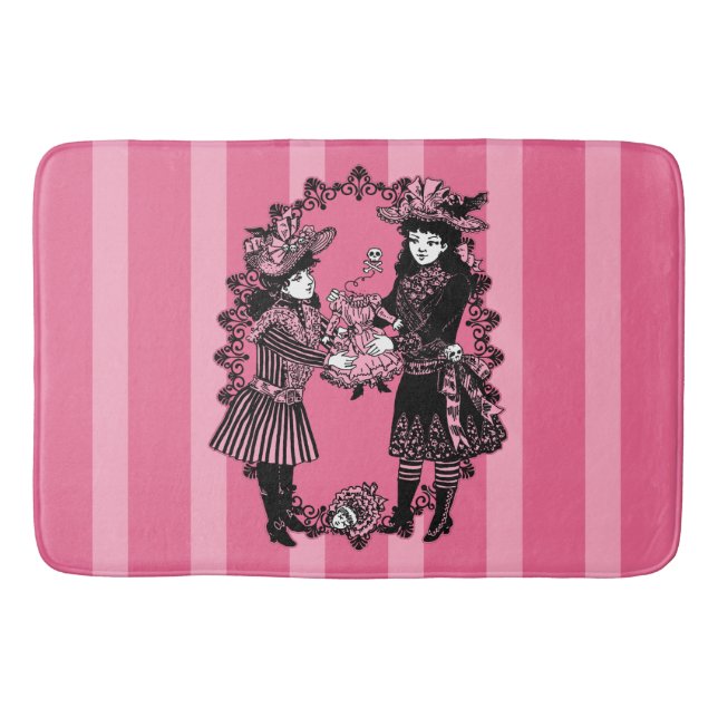 Girls Behead Puppenstreifen Badematte (Vorderseite)