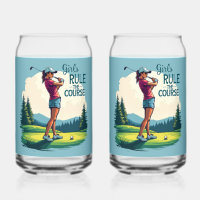 Girls beherrschen den Kurs Retro-Golf-Illustration
