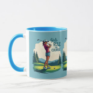 Girls beherrschen den Kurs Retro-Golf-Illustration Tasse