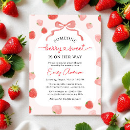 Girl's Berry Sweet Croquette Bow Baby Shower Einladung