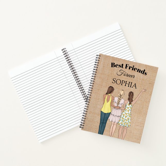 Girls Best Friends Rustic Hessian Spiral Notebook Notizbuch (Innenseite)