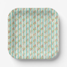 Girl's Birthday Floral Hütte Chic Tea Party Pappteller