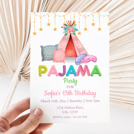 Girls Birthday Pajama Party Einladung
