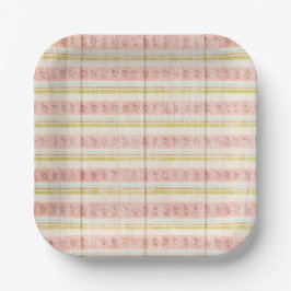 Girl's Birthday Pink Stripe Hütte Chic Tea Party Pappteller
