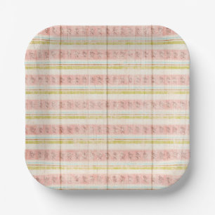 Girl's Birthday Pink Stripe Hütte Chic Tea Party Pappteller