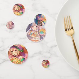 Girl's Birthday Pizza Party Anime Themed Konfetti