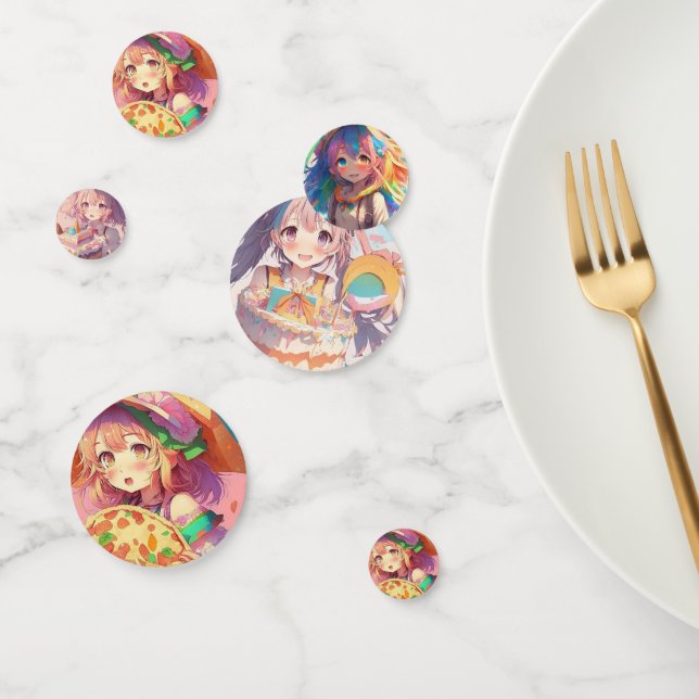Girl's Birthday Pizza Party Anime Themed Konfetti (Gruppe)