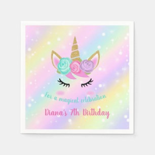 Girl's Birthday Unicorn Thema Serviette