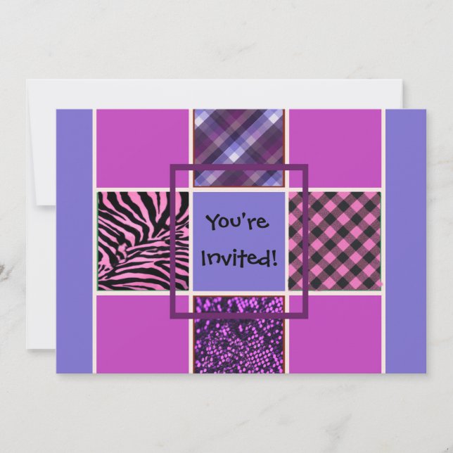 Girls Blue Fun Mix zum Geburtstag Einladungen (Vorderseite)