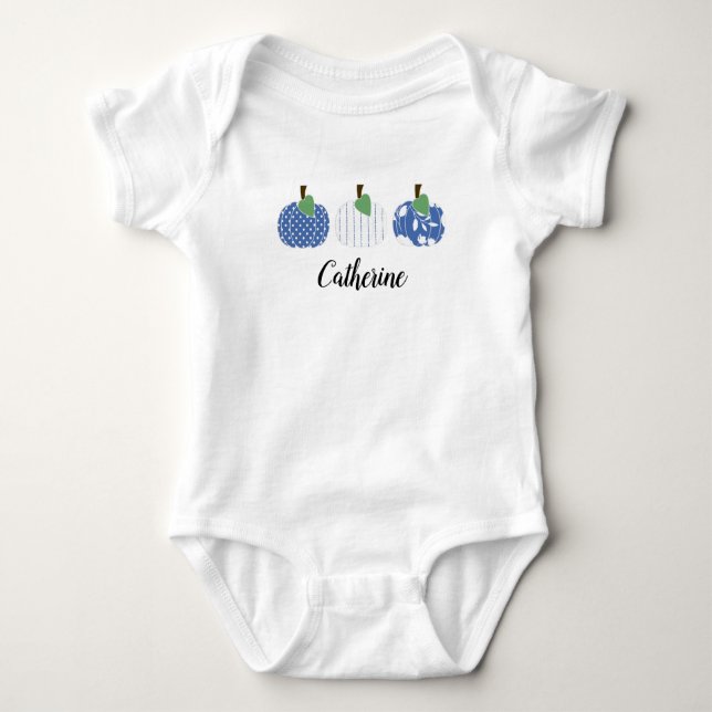 Girls Blue Pumpkin Trio Baby Strampler (Vorderseite)