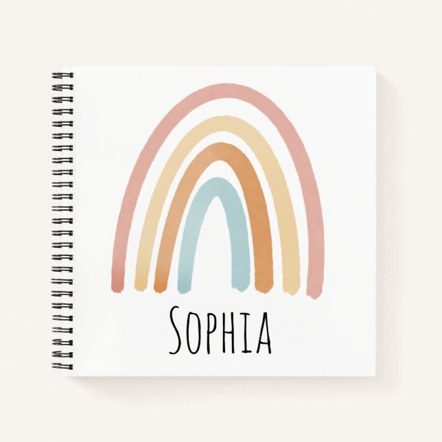 Girls Boho and Pink Rainbow Kids School Notizbuch (Vorderseite)