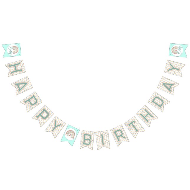 Girl's Boho Birthday Magic Mint grün Wimpelkette (Alle)