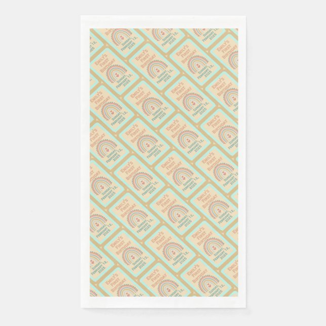 Girl's Boho Birthday Magic Pale Yellow Serviette (Vorderseite)