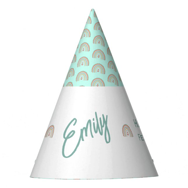 Girl's Boho Rainbow Dreams Mint Green Partyhütchen (Vorderseite)
