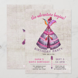 Girls Boho TeePee Einladungen zum Geburtstag