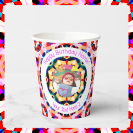 Girls Boys Happy Birthday Star Custom Age Foto Pappbecher