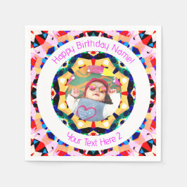 Girls Boys Happy Birthday Star Custom Age Foto Serviette