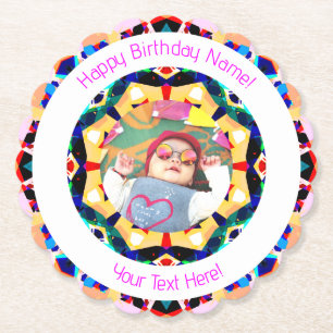 Girls Boys Happy Birthday Star Custom Age Foto Untersetzer