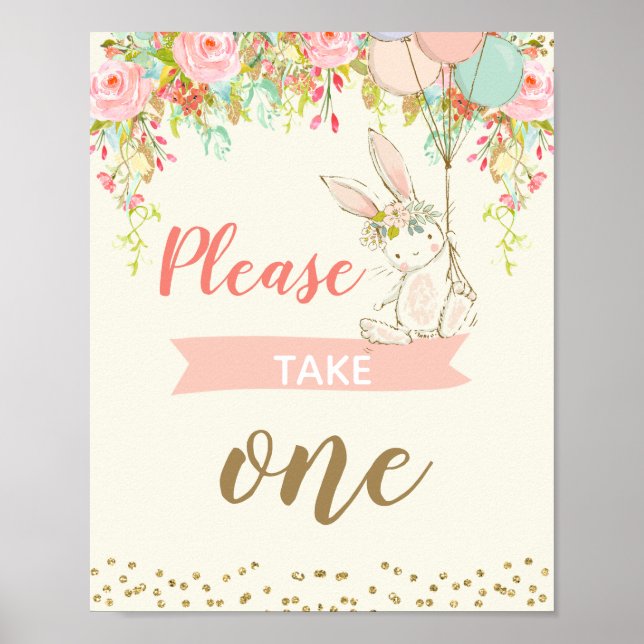 Girls Bunny Favor Sign 8x10 inch Poster (Vorne)