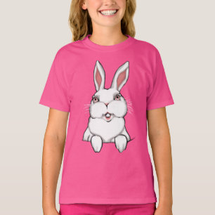 Girl's Bunny Shirt Pocket Easter Bunny Tee Shirt