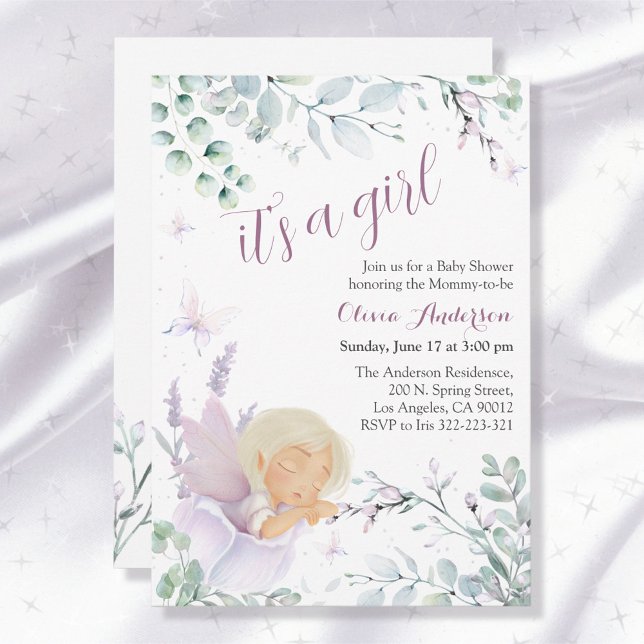 Girl's Butterfly Watercolor Blume Baby Shower Einladung (Von Creator hochgeladen)