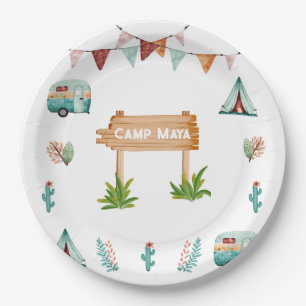 Girls Camping Abenteuer Slumber Geburtstagsparty Pappteller