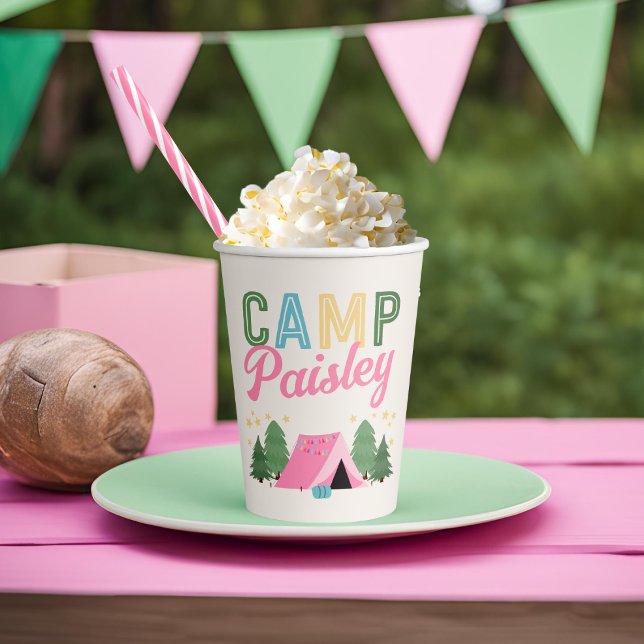 Girl's Camping Birthday Cups Pappbecher (Von Creator hochgeladen)