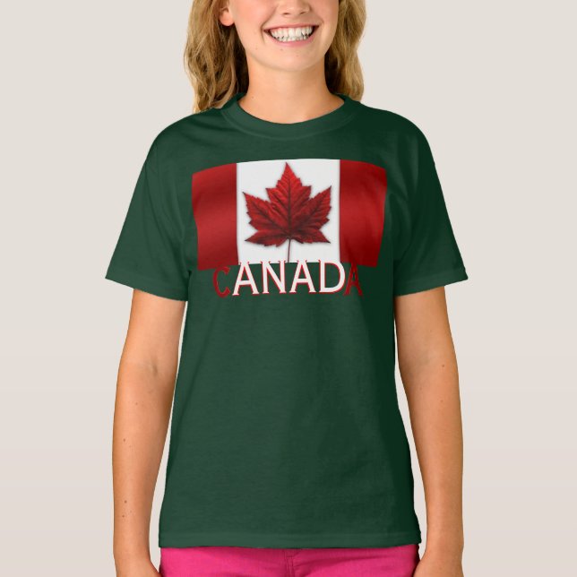 Girl's Canada Flag T - Shirt Kid's Bio Kanada T (Vorderseite)