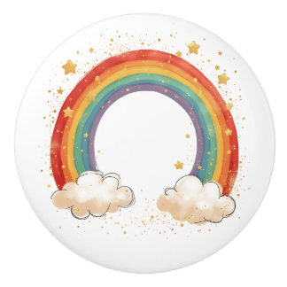 Girls'  Charming Rainbow with Glowing Stars Keramikknauf