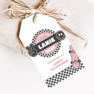 Girls' Checkered Skateboard Groovy Krass Geburtsta Geschenkanhänger