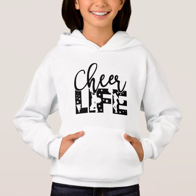 Girls Cheer Life Typografy Zitat Cheerleader Fun Hoodie (Vorderseite)