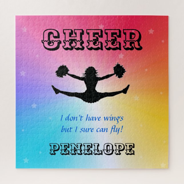 Girls Cheerleader Flyer Personalisiert Rainbow (Vertikal)