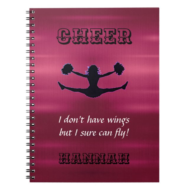 Girls Cheerleader Flyer SpiralNotebook mit Namen Notizblock (Vorderseite)