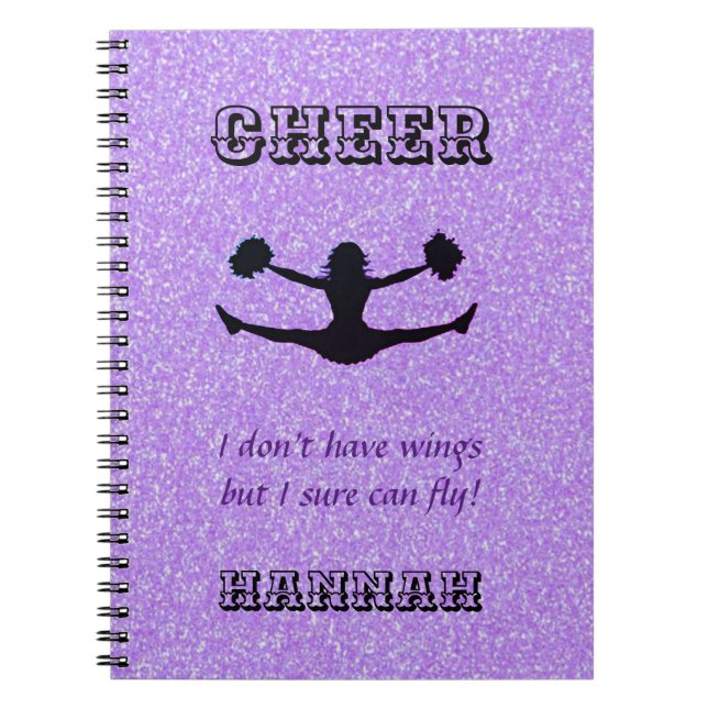 Girls Cheerleader Flyer SpiralNotebook mit Namen Notizblock (Vorderseite)