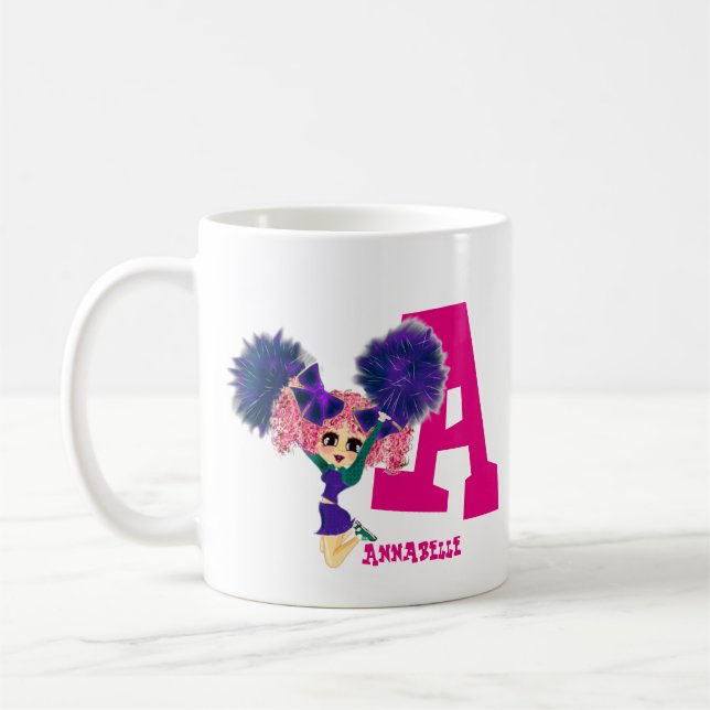 Girls CHEERLEADER Personalisiert als Monogramm Kaffeetasse (Links)